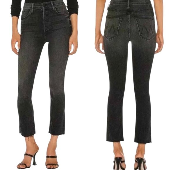 Mother The Pixie Dazzler Ankle Fray Jeans Size 27 In Night Shadow Wash Stretch - Picture 1 of 14